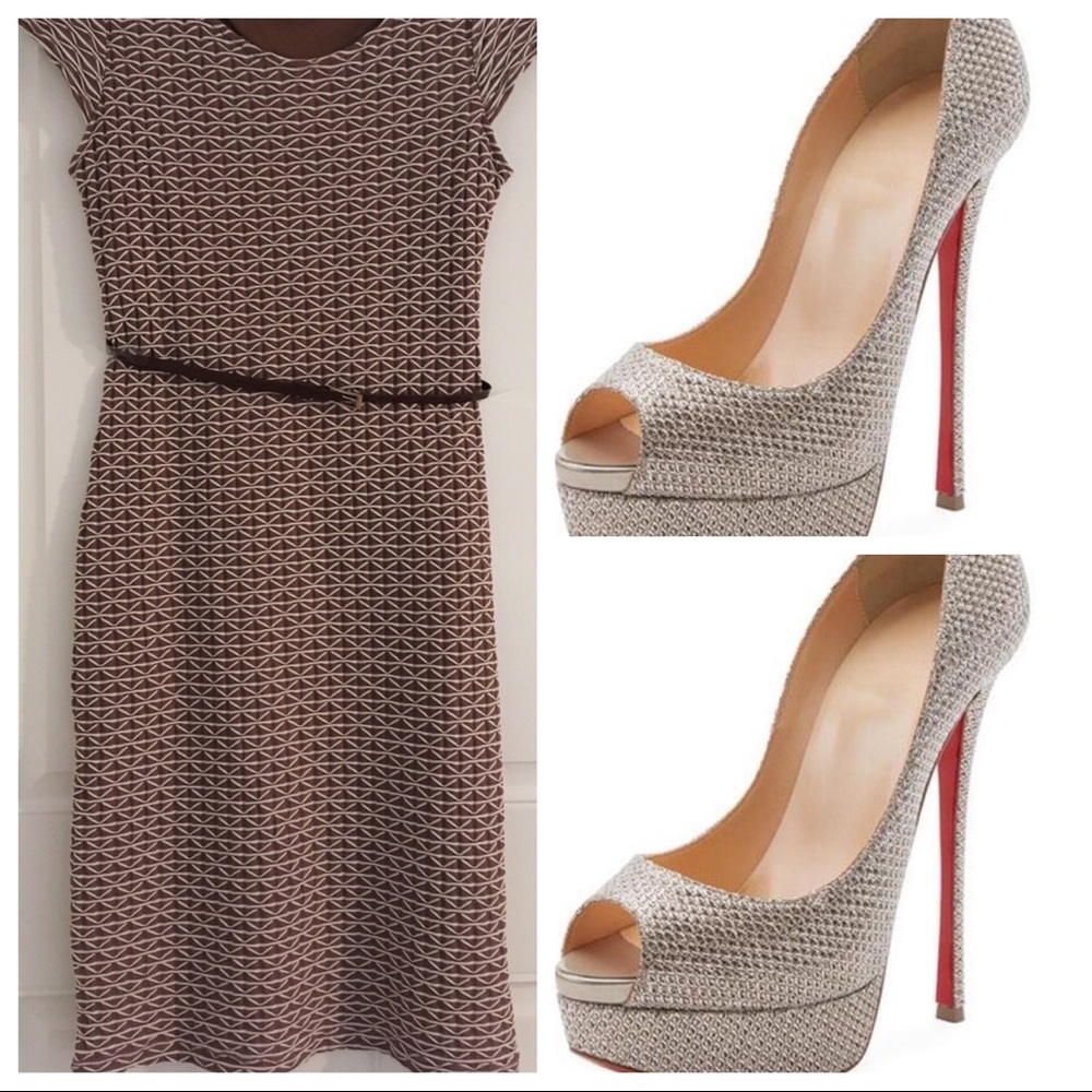Brown dress with white triangles, sleeveless